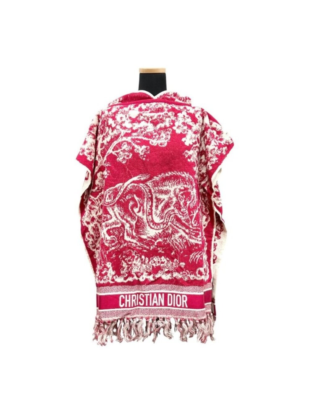 Dior Toile de Jouy Logo Poncho Hoodie Gown Pile Bathrope Red
